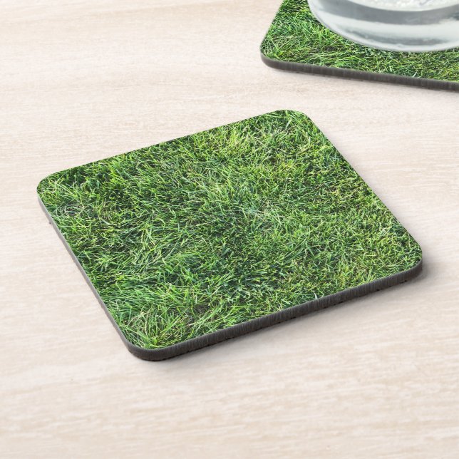 Funny green grass real photo texture pattern fun coaster (Left Side)