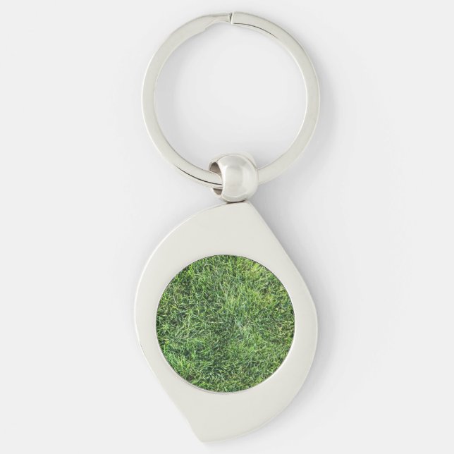 Funny green grass real photo texture pattern fun keychain (Front)