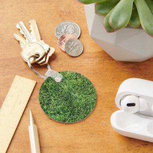 Funny green grass real photo texture pattern fun keychain