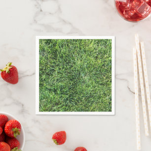 Funny green grass real photo texture pattern fun napkin