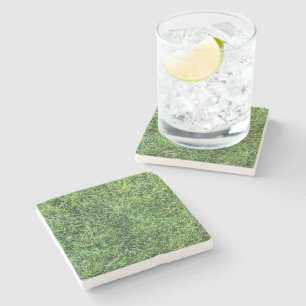 Funny green grass real photo texture pattern fun stone coaster