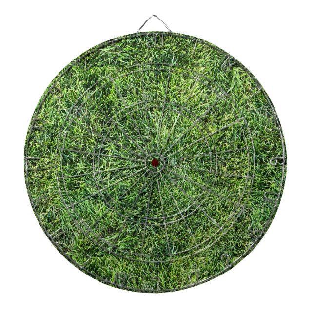 Funny green grass texture pattern real photo fun dartboard (Front)