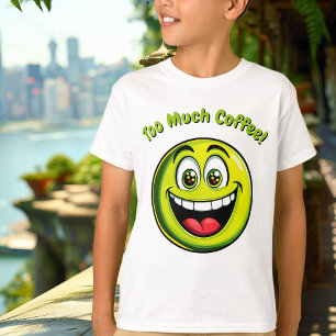 Funny Green Hyper Emoji Kids T-Shirt