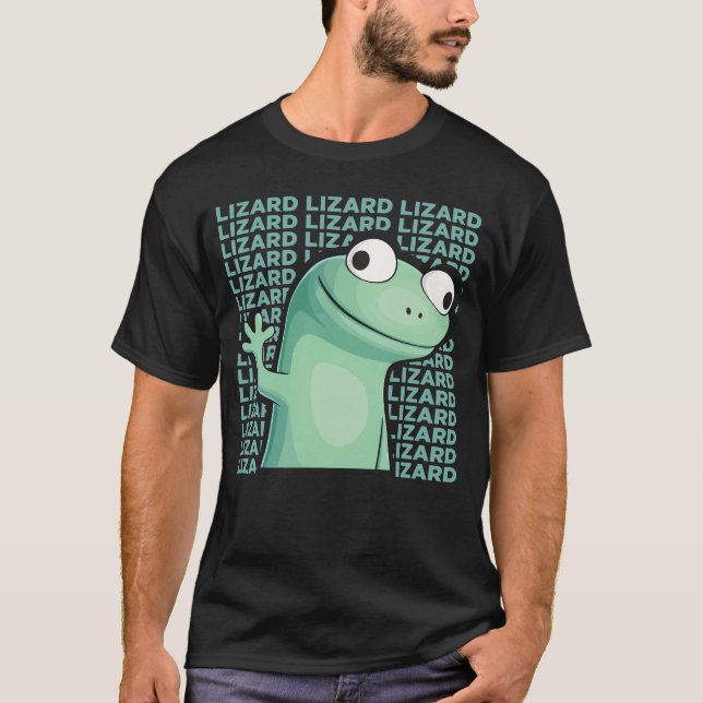 Funny green lizard lizard lizard meme T-Shirt (Front)
