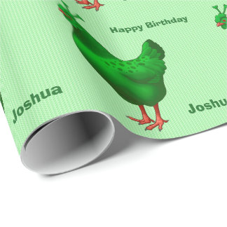 Funny Green Martian Alien Chicken Wrapping Paper