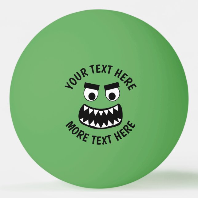 Funny green monster teeth custom table tennis ping pong ball (Front)
