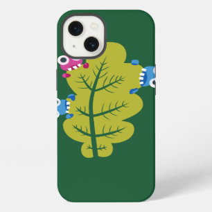 Funny green plant cartoon leaf cute character kids iPhone 13 case