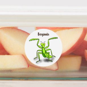Funny green praying mantis cartoon illustration