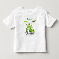 Funny green praying mantis cartoon illustration