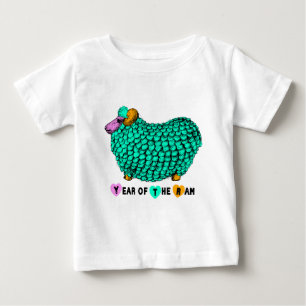 Funny Green Ram Chinese New Year Zodiac B White T Baby T-Shirt