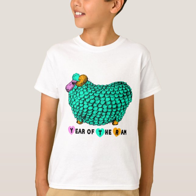 Funny Green Ram Chinese New Year Zodiac K White T T-Shirt (Front)