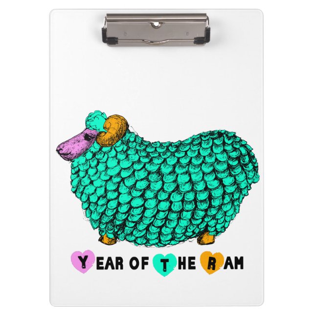 Funny Green Ram Chinese Year Zodiac Clipboard (Front)
