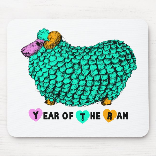 Funny Green Ram Chinese Year Zodiac Mousepad (Front)