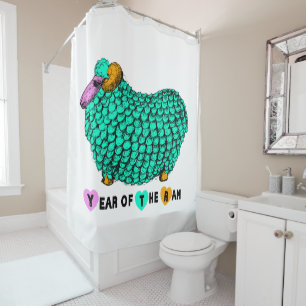Funny green Ram Chinese Year Zodiac Shower C