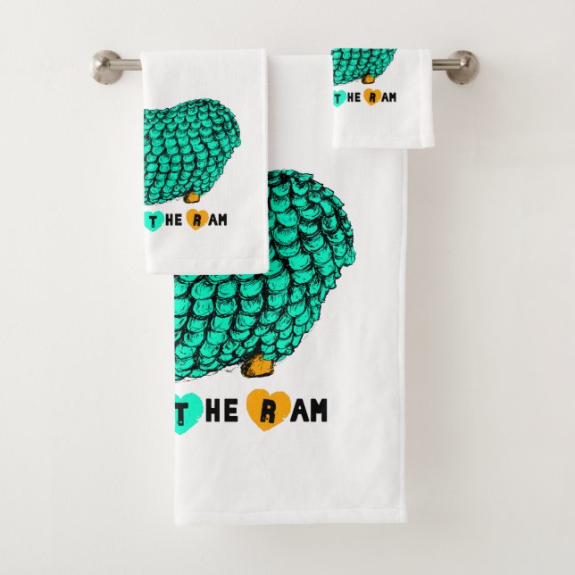 Funny Green Ram Chinese Year Zodiac Towel Set (Insitu)
