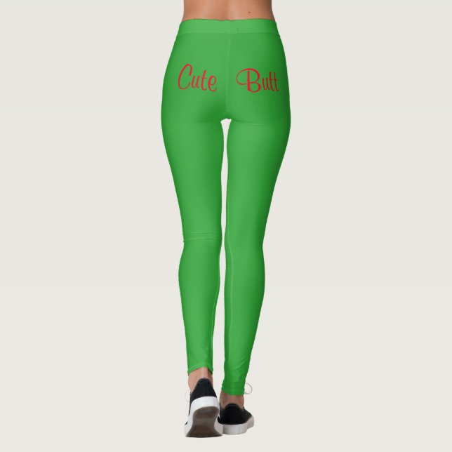 Funny Green Red Cute Butt 4Aileen Leggings (Back)