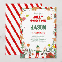 Funny Green & Red Elf Birthday Party