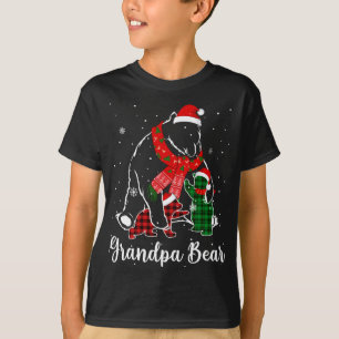 Funny Green Red Plaid Grandpa Bear Matching Pajama T-Shirt