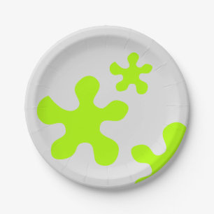 Funny green slime grey kids party paper plates