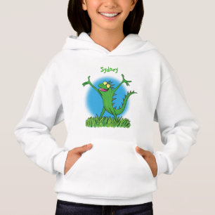Funny green smiling animated iguana lizard