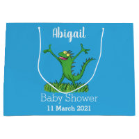 Funny green smiling animated iguana lizard