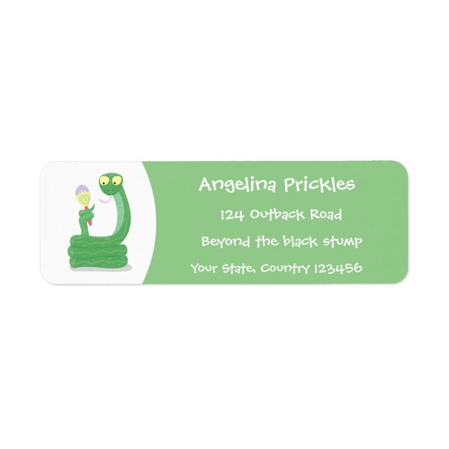 Funny green snake with maraca cartoon (Front)