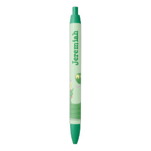 Funny green snake with maraca cartoon black ink pen