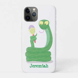 Funny green snake with maraca cartoon Case-Mate iPhone case