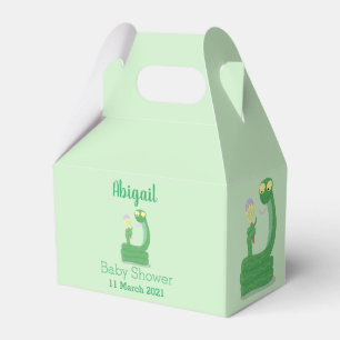 Funny green snake with maraca cartoon favor box