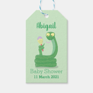 Funny green snake with maraca cartoon gift tags