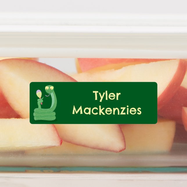 Funny green snake with maraca cartoon personalized (Affixed)