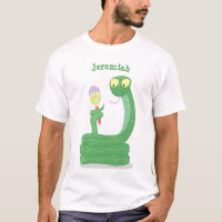 Funny green snake with maraca cartoon