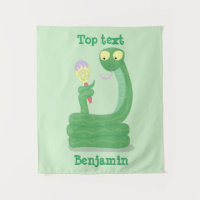 Funny green snake with maraca cartoon