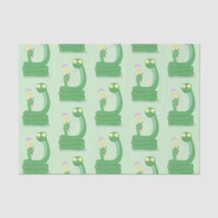 Funny green snake with maraca cartoon tissue paper
