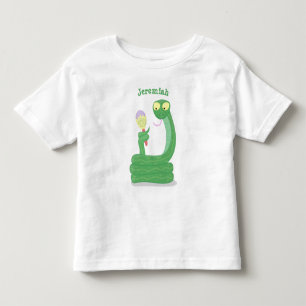 Funny green snake with maraca cartoon toddler t-shirt