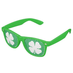 Funny green St Patrick's Day lucky clover Retro Sunglasses
