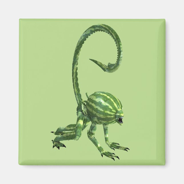 Funny Green Watermelon Alien Magnet (Front)