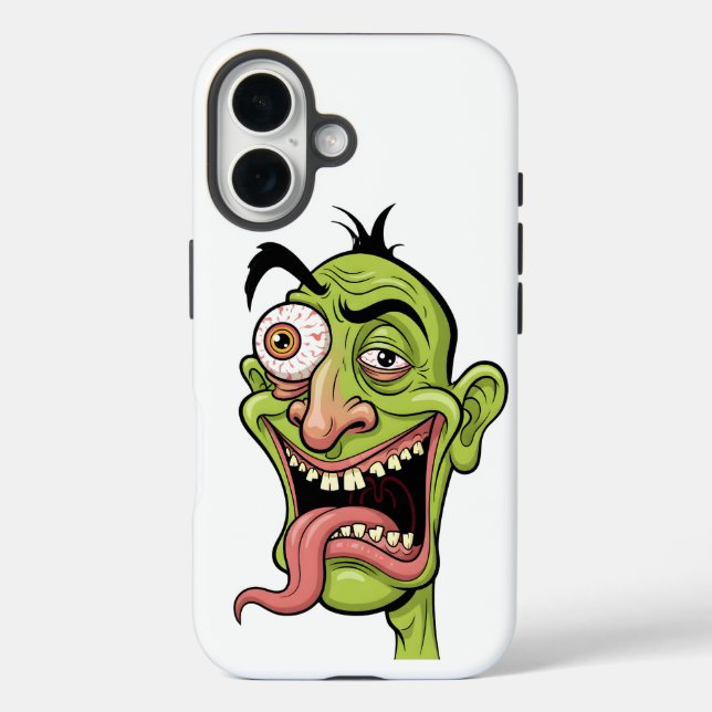 Funny Green Zombie Caricature iPhone Case (Back)