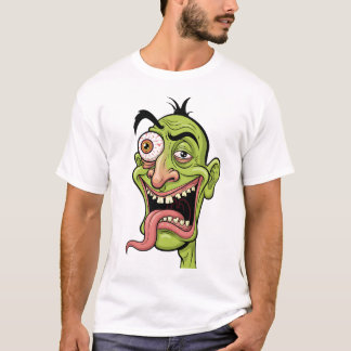 Funny Green Zombie Caricature T-Shirt