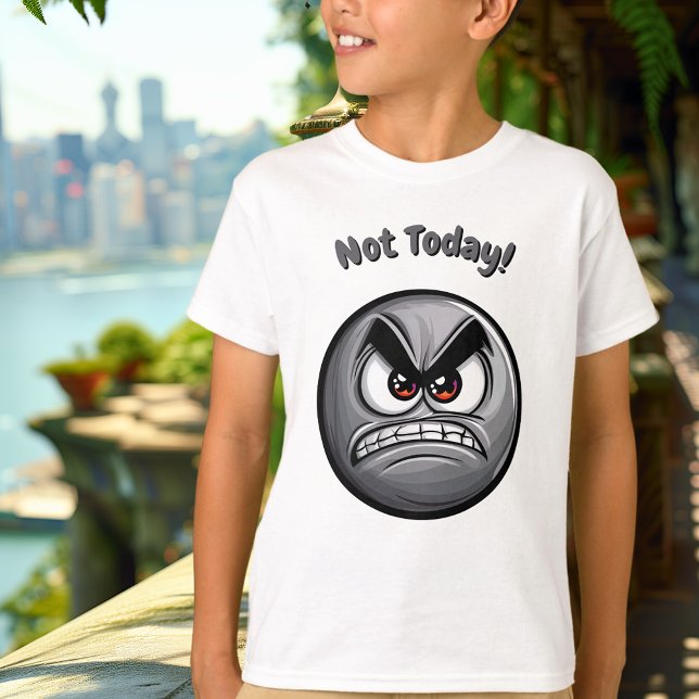 Funny Grey Angry Emoji Kids T-Shirt (Creator Uploaded)