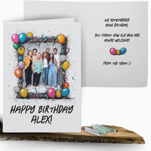 Funny Grey Custom Photo Birthday Card Group Team