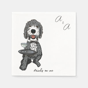 Funny Grey Poodle Cocktail  Napkin