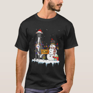 Funny Greyhound Dog Christmas Snowman Xmas Lights T-Shirt