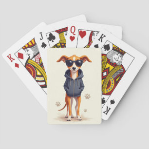Funny Greyhound Kawaii Dog Playing Cards