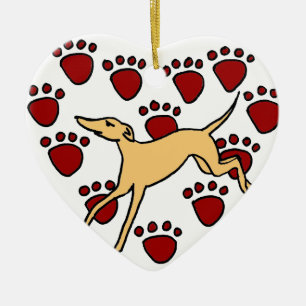 Funny Greyhound Puppy Love Ceramic Ornament