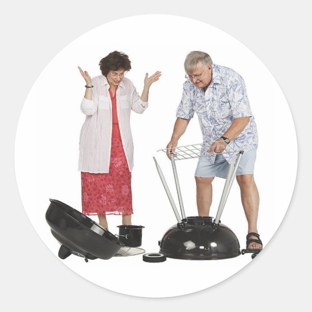 Funny Grill Classic Round Sticker (Front)