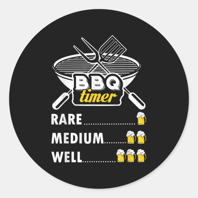 Funny Grill Grilling Gift Bbq Timer Barbecue  Classic Round Sticker (Front)