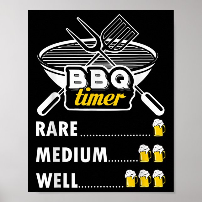 Funny Grill Grilling Gift Bbq Timer Barbecue  Poster (Front)