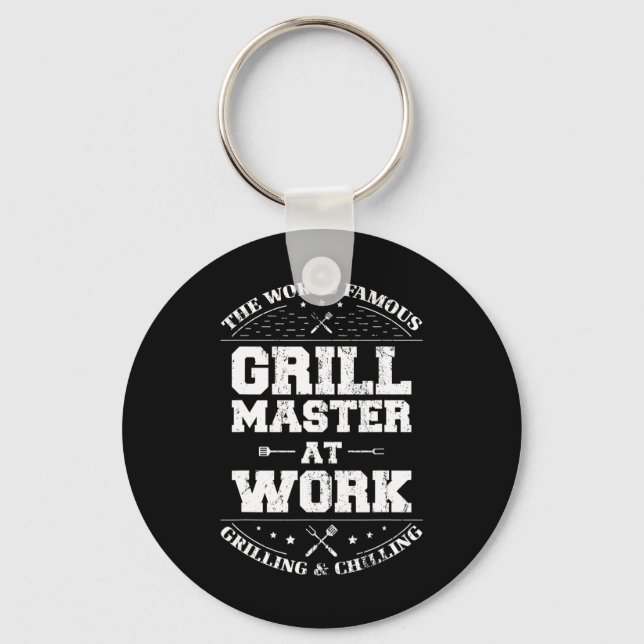 Funny Grill Master Bbq Chef Smoked Meat Lover Gift Keychain (Front)