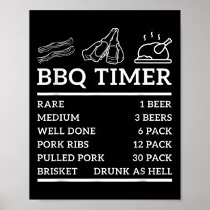 Funny Grill Saying Bbq Timer Bbq Beer Grill Dad Ba Poster